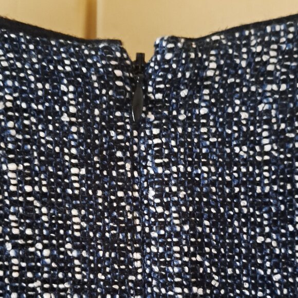 Banana Republic Black White Tweed Fit N Flare Pleat Front Dress Sz 14 - Picture 7 of 10